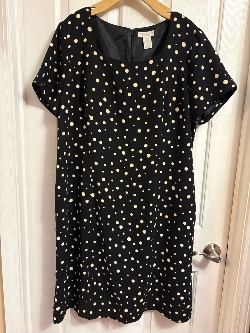 Worthington Black Dress with Cream Polka Dots